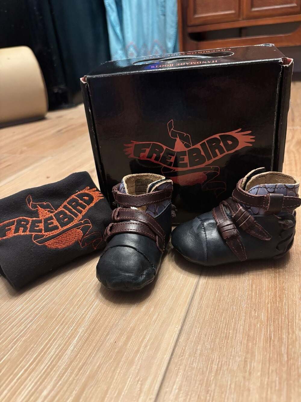 Freebird Baby Crue Leather Western Crib Booties Size 1